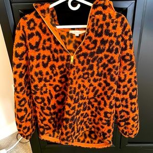 🖤 Loft Sherpa 🧡 hooded cheetah print Sherpa